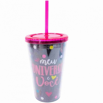 Copo Canudo Meu Universo é você 450ml - Projeto Kiwi