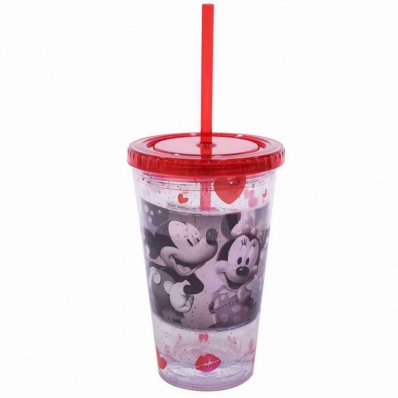 Copo Com Canudo Mickey & Minnie Foto 450ml - Disney