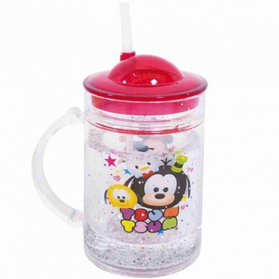 Caneca Com Tampa E Canudo Mickey & Minnie Tsum Tsum 200ml - Disney