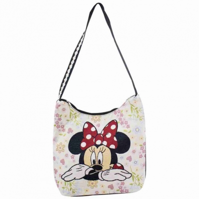 Bolsa Hobo Flores Rosto Minnie - Disney