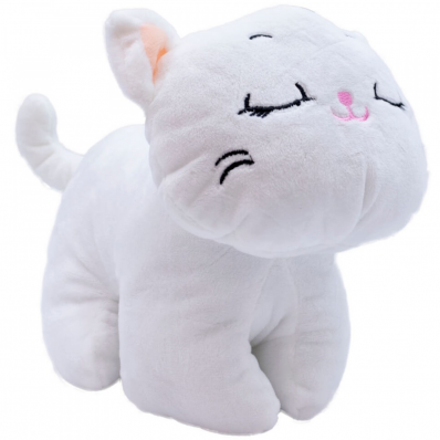 Gato Branco Olhos Fechados 26cm - Pelúcia