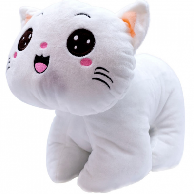 Gato Branco Olhos Abertos 26cm - Pelúcia