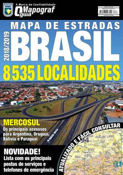 Guia Mapograf 2018/2019 - Mapa de estradas: Brasil - Região Sul e Sudeste