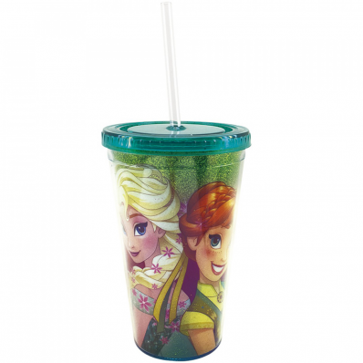 Copo Com Canudo Anna e Elsa 450ml Frozen - Disney