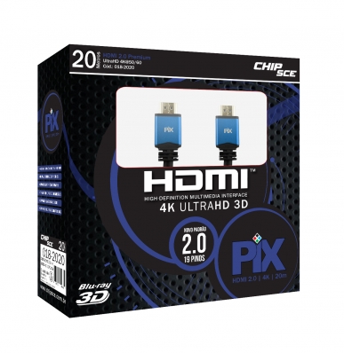 Cabo HDMI 4k Ultra Hd 2.0 3D Ethernet HDR C/ Filtro 20 Metros - Pix