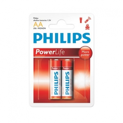 Pilha AA Philips Alcalina Power Life 1,5V Cartela C/ 2