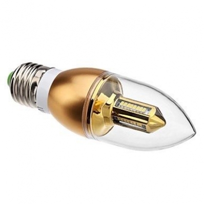 Lâmpada Vela LED 5W Branco Quente Bivolt E27 Dourada