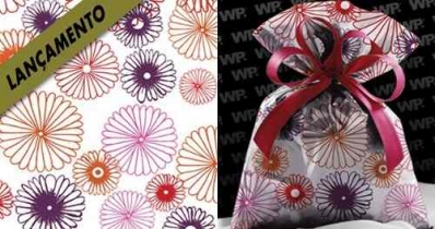 Saco Presente Metalizado - Tropical Branco: 35x55