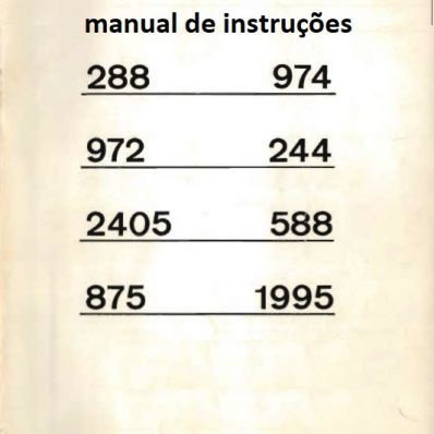 Manual de instruções singer Facilita (antiga) 244 - 288 - 974 - 1995 - 1999 - 3930 - 972 - 875