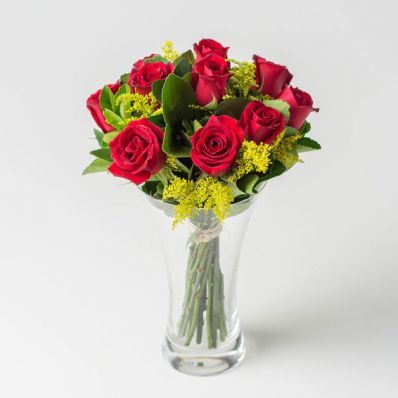 Arranjo de 10 Rosas Vermelhas em Vaso
