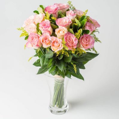 Arranjo de 20 Rosas Rosadas em Vaso