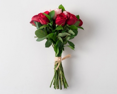 Buquê com 15 Rosas de duas Cores 