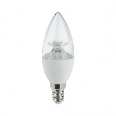 Lâmpada Vela LED 4,5W Transparente E14 Bivolt - Branco Frio 6500K - Luz Sollar