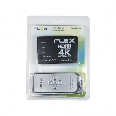 Hub Switch HDMI 4K Ultra HD 5 Entradas 1 Saída - FX-HUB-4K - Flex