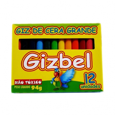 Giz de cera grande 12 cores 94g - Gizbel 5069