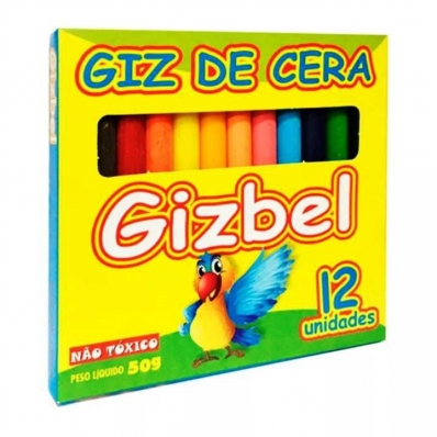 Giz de cera 12 cores 50g - Gizbel 5068
