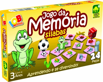 Jogo da memória: Sílabas - Jogo educativo de madeira com 24 peças - IOB