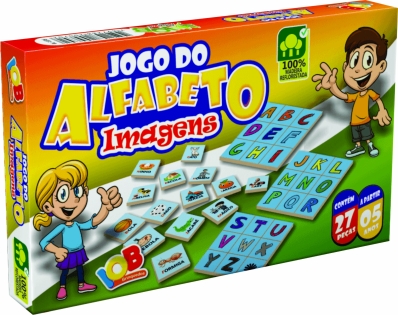 Jogo do alfabeto: Imagens - Jogo educativo de madeira com 27 peças - IOB
