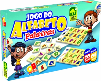 Jogo do alfabeto: Palavras - Jogo educativo de madeira com 30 peças - IOB