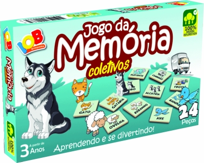 Jogo da memória: Coletivos - Jogo educativo de madeira com 24 peças - IOB