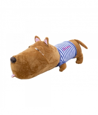 Cachorro Focinho Largo De Camisa Azul 56cm - Pelúcia