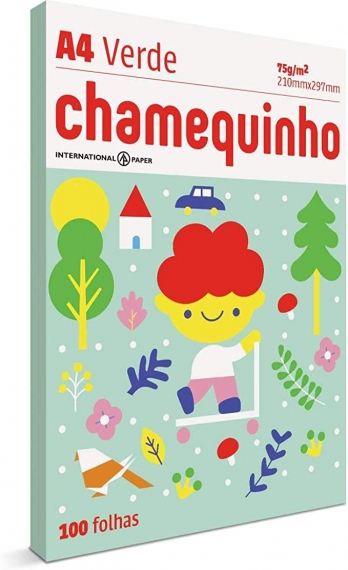 Papel sulfite verde A4 75g 210X297mm - 100 Folhas - Chamequinho