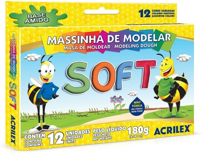 Massinha de modelar soft 12 cores 180g
