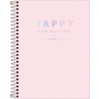 Agenda planner espiral happy rosa 2021 - Tilibra