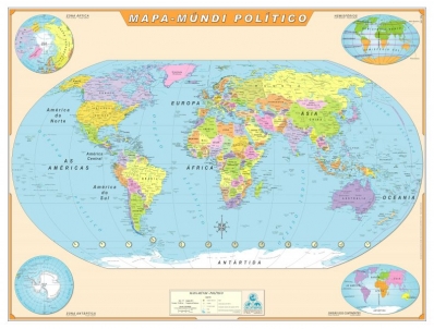 Mapa Mundi Político plastificado dobrado 1.17x0.89m