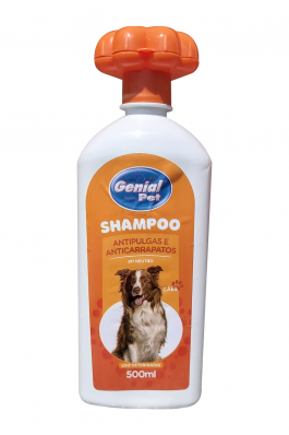 Shampoo Antipulgas e Anticarrapatos - Genial Pet - 500ml / 12x500ml