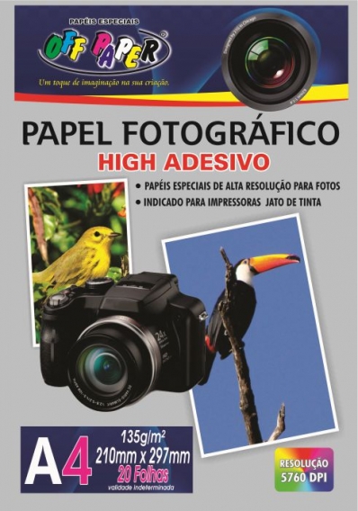 Papel fotográfico high adesivo A4 210x297mm 135g 20 fls