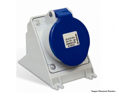 Tomada Steck Sobrepor 3p+t 16a 220v Azul N-4009