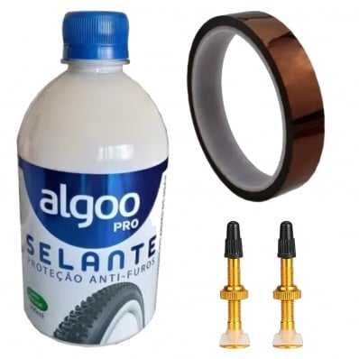 Kit Tubeless Algoo Selante 500ml + Válvulas+ Fita 30m