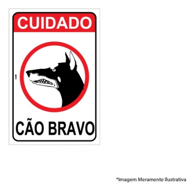 Placa Sinal.pvc 20x30cm Cuidado Cao Bravo