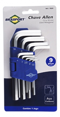 Chave Allen Brasfort Jgo 9pcs 1,50-10,0mm Blister 7829