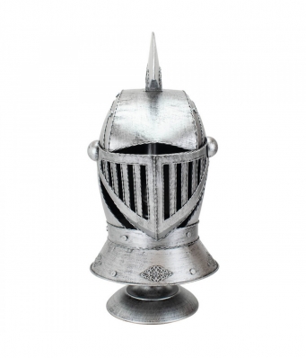 Enfeite Capacete Cavaleiro Medieval Prateado 47x25x22cm