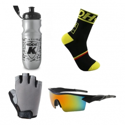 Kit Kode Caramanhola Luva Oculos Meia Ciclismo Bike