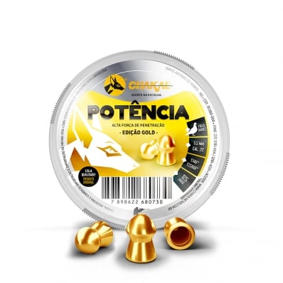 Chumbinho Chakal Potência Gold 5,5mm Com 125 Unidades