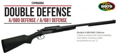 Espingarda Fogo Boito Double Defense A-680 Bigatilho - Cal. 12 - 2 Tiros - Cano 610mm - Camuflada