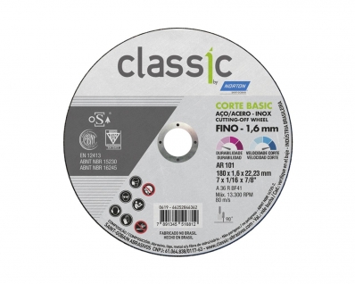 Disco Corte Ferro Norton Classic Basic 180X1,6X22,23Mm