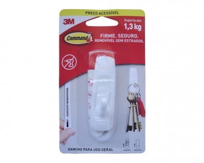 Gancho Command 3M Medio Branco U.Geral Ate 1,3Kg Blister