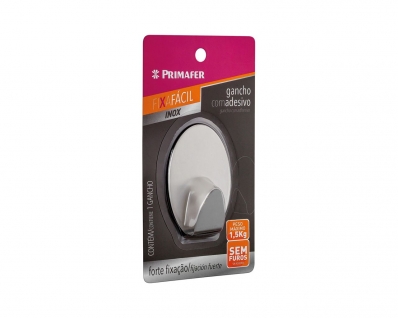 Gancho Inox C/Adesivo Primafer Redondo 1,5Kg Blister 2593
