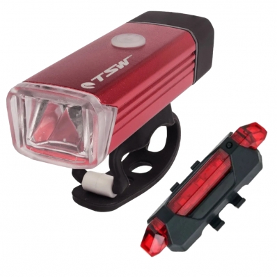 Farol Bike Tsw 180 Lumens + Sinalizador Vermelho Lanterna Led