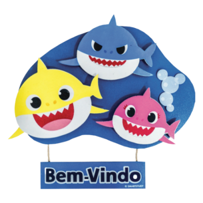 Placa Relevo Baby Shark Bem-Vindo