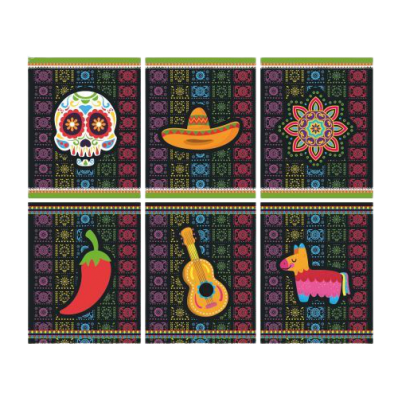 Quadrinhos Decorativos Mexicano (pacote com 6 unidades)