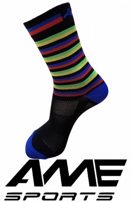 MEIA 17 PRETA MULTICOLORIDA - AME SPORTS