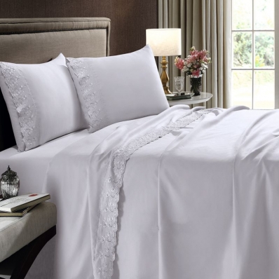 Jogo de Cama Buettner King 4 Pçs Sonata com Renda Branco