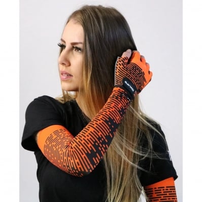 Manguito Ciclismo Hupi Proteção Uv50+ Biometria Laranja