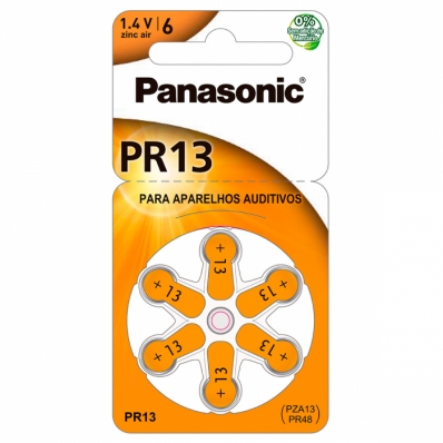 Bateria Auditiva Zinc Air 1,4V 250mAH PR13 PR48 - Panasonic (6 Unidades) 