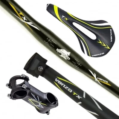 Kit Venzo Tx Canote Mesa Guidão Selim Mtb Bike Amarelo